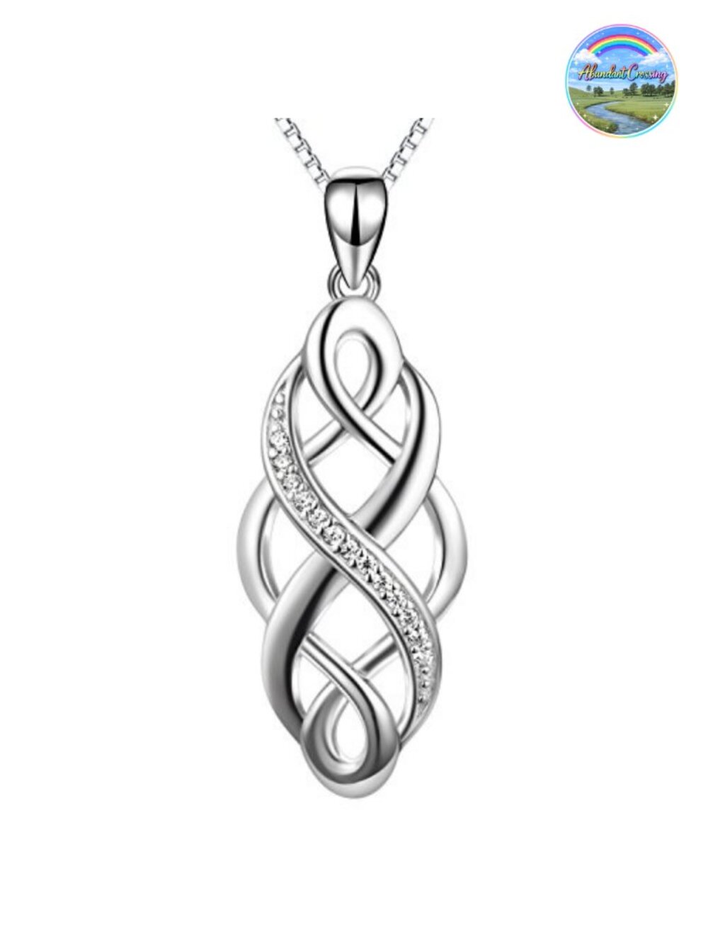 925 Sterling Silver Celtic Knot Pendant Necklace 18" CZ Chain